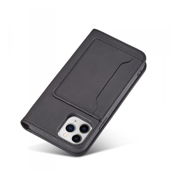 Magnet Card Case etui do iPhone 12 Pro Max pokrowiec portfel na karty kartę podstawka czarny