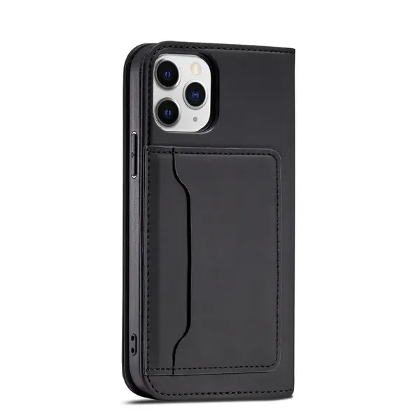 Magnet Card Case etui do iPhone 12 Pro Max pokrowiec portfel na karty kartę podstawka czarny