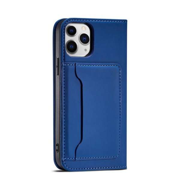 Magnet Card Case etui do iPhone 12 Pro Max pokrowiec portfel na karty kartę podstawka niebieski