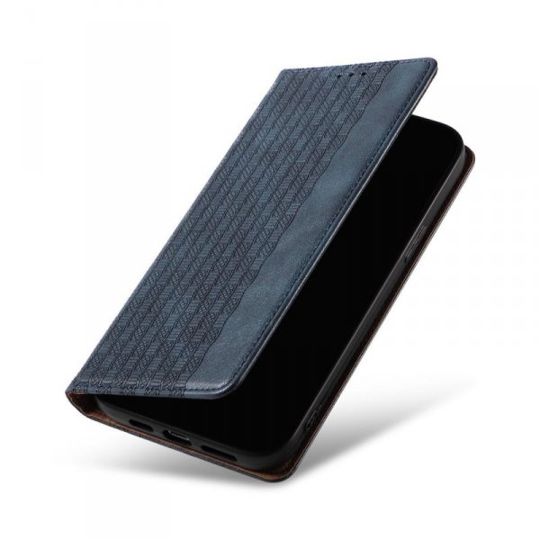 Magnet Strap Case etui do iPhone 12 Pro Max pokrowiec portfel + mini smycz zawieszka niebieski