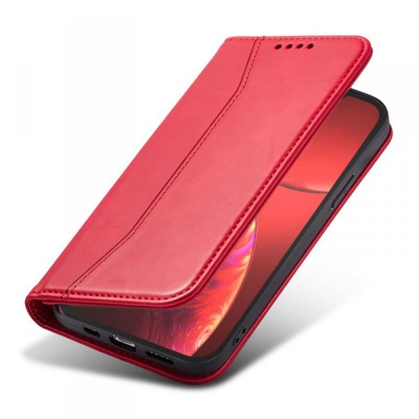 Magnet Fancy Case etui do iPhone 13 Pro pokrowiec portfel na karty kartę podstawka czerwony