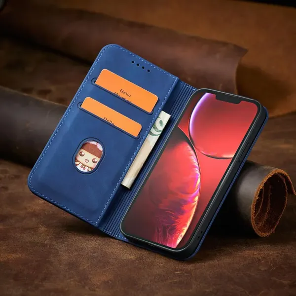 Magnet Fancy Case etui do iPhone 13 Pro Max pokrowiec portfel na karty kartę podstawka niebieski