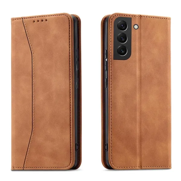 Magnet Fancy Case etui do Samsung Galaxy S22+ (S22 Plus) pokrowiec portfel na karty kartę podstawka brązowy