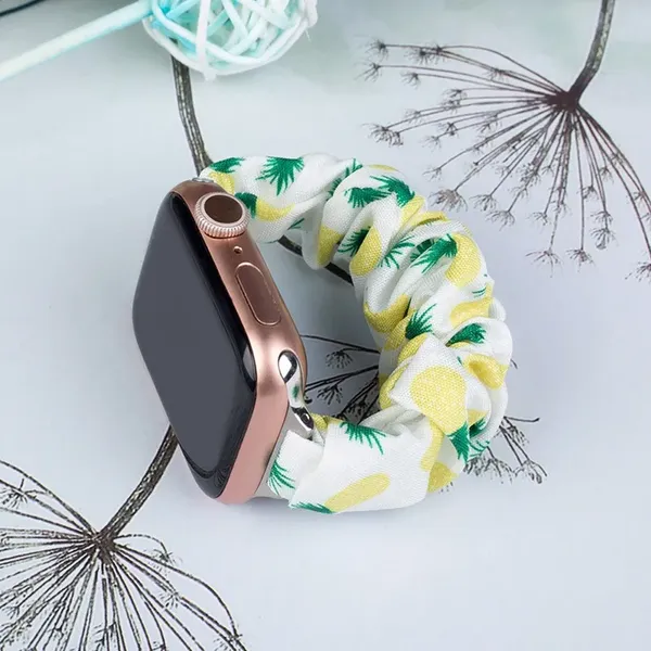 Materiałowa opaska do Apple Watch 38 / 40 / 41 mm pasek bransoleta bransoletka na gumce - ananas