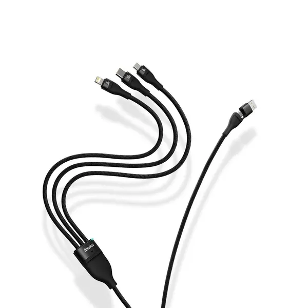 Baseus Flash Series II kabel USB Typ C / USB Typ A - USB Typ C / Lightning / micro USB 100 W 1,2 m niebieski (CASS030103)