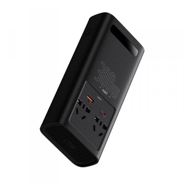 Baseus IGBT samochodowa przetwornica inwerter prądu 300W 220V (wtyczka CN/EU) czarny (CGNB010101)