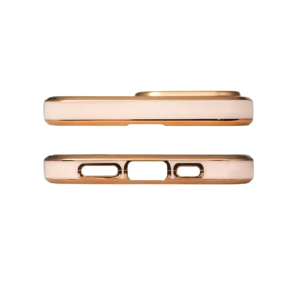 Lighting Color Case etui do iPhone 12 Pro Max żelowy pokrowiec ze złotą ramką różowy
