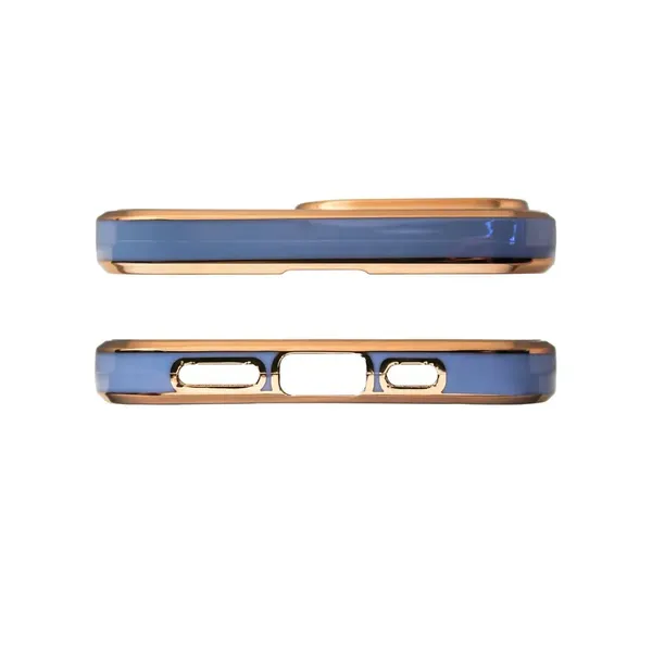 Lighting Color Case etui do iPhone 12 Pro Max żelowy pokrowiec ze złotą ramką niebieski