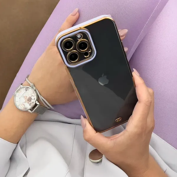 Fashion Case etui do iPhone 13 Pro żelowy pokrowiec ze złotą ramką czerwony