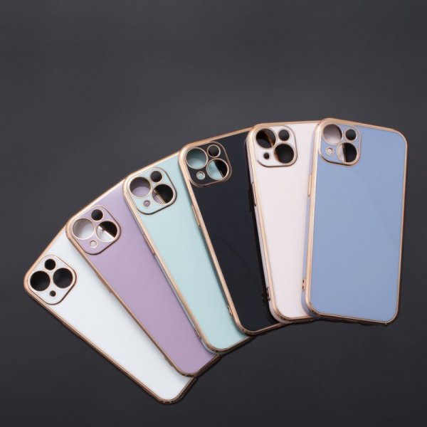 Fashion Case etui do iPhone 13 Pro Max żelowy pokrowiec ze złotą ramką czerwony