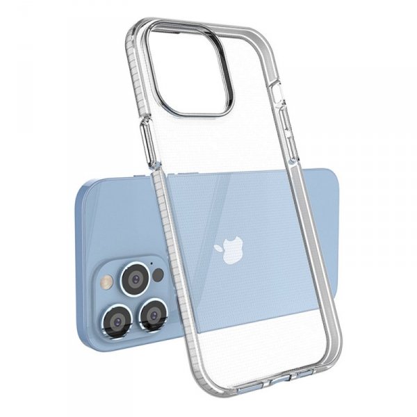 Spring Case etui iPhone 14 Pro Max silikonowy pokrowiec z ramką jasnoniebieskie