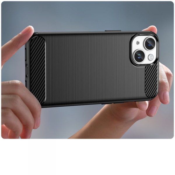 Carbon Case etui iPhone 14 Plus elastyczny żelowy pokrowiec na tył plecki czarny
