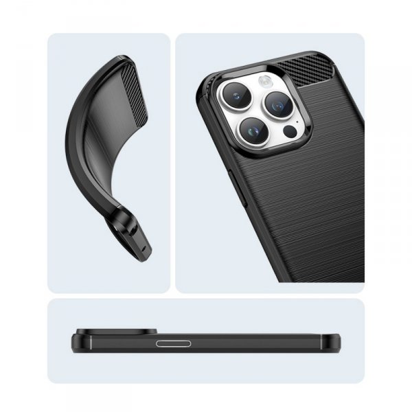 Carbon Case etui iPhone 14 Pro Max elastyczny żelowy pokrowiec na tył plecki niebieski
