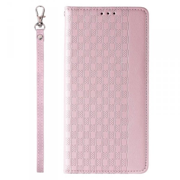 Magnet Strap Case etui iPhone 14 pokrowiec z klapką portfel mini smycz podstawka różowe