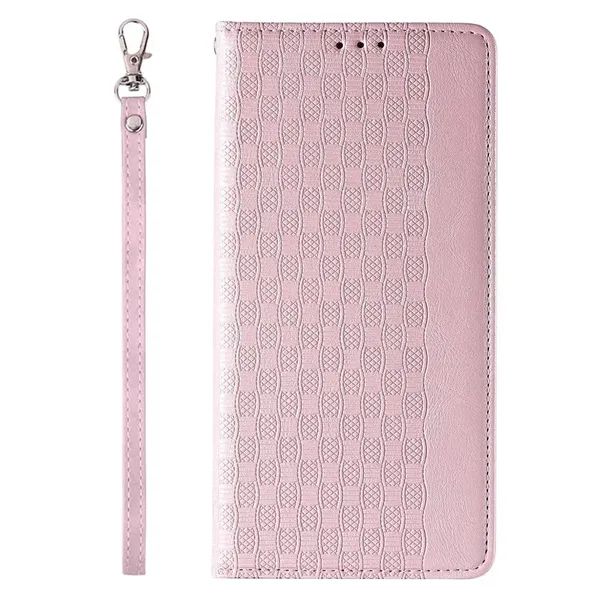Magnet Strap Case etui iPhone 14 Pro pokrowiec z klapką portfel mini smycz podstawka różowe