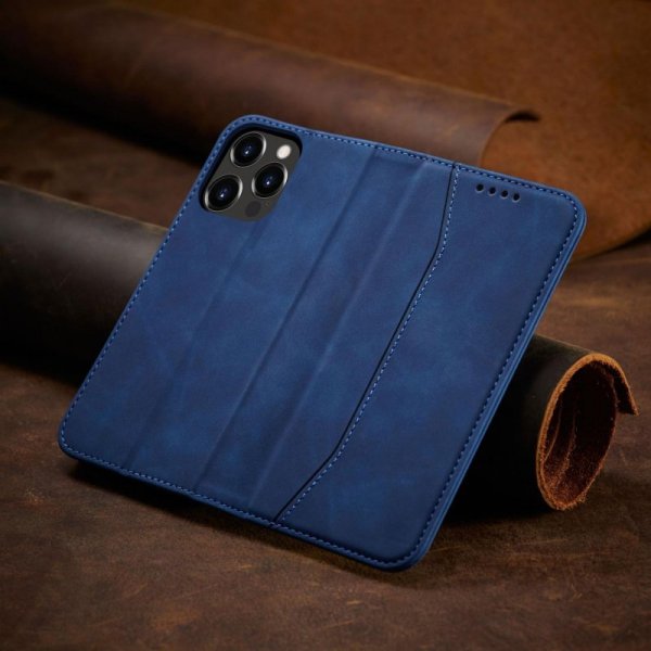 Magnet Fancy Case etui iPhone 14 pokrowiec z klapką portfel podstawka niebieskie