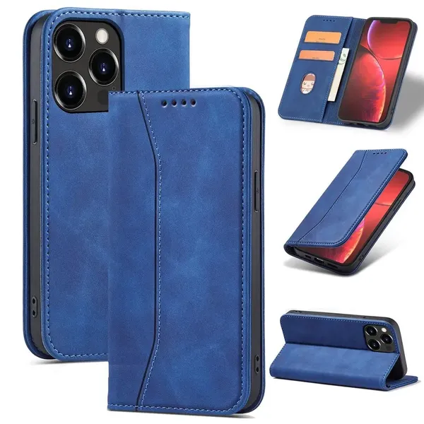 Magnet Fancy Case etui iPhone 14 Pro Max pokrowiec z klapką portfel podstawka niebieskie