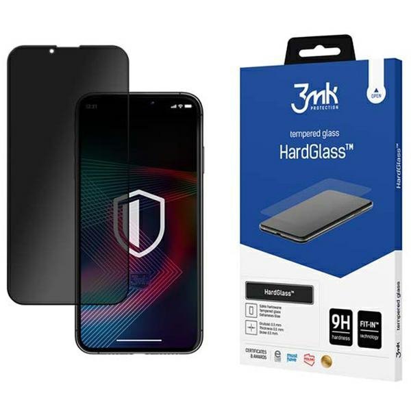 3MK HardGlass Max Privacy iPhone 14/13 /13 Pro 6,1&quot; czarny/black, FullScreen Glass