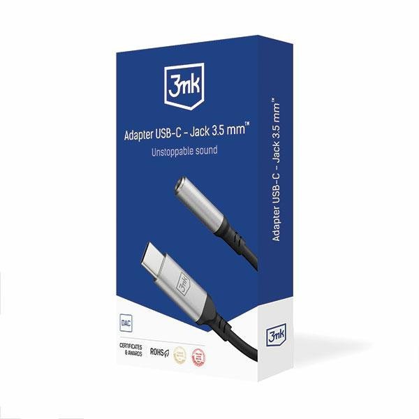 3MK Adapter USB-C - Jack 3,5 mm DAC czarny/black