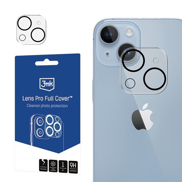 3MK Lens Pro Full Cover iPhone 15/15Plus Szkło hartowane na obiektyw aparatu z ramką montażową 1szt