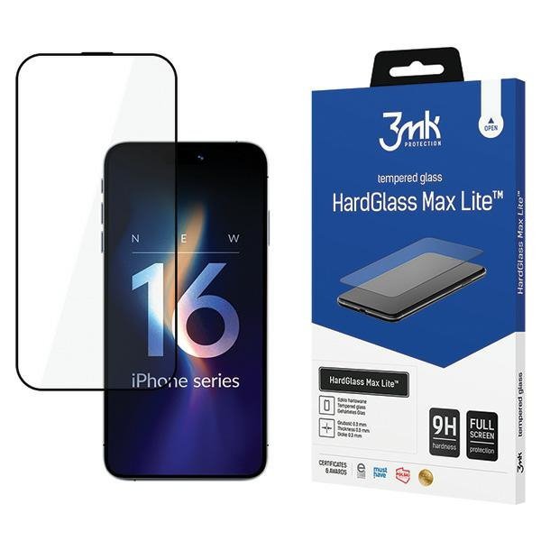 3MK HardGlass Max Lite iPhone 16 Pro Max 6.9&quot; czarny/black Fullscreen Glass Lite