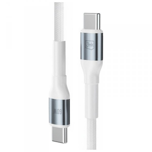 Kabel 3MK Hyper Cable N-SERIES USB-C do  USB-C 1m 20V/3A 60W biały