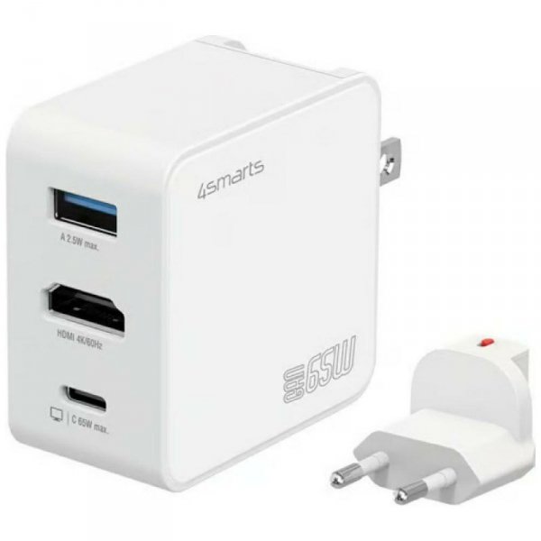 Ładowarka podróżna 4smarts Flex adapter  Hub 65W GaN USB-C/USB-A/HDMI biały