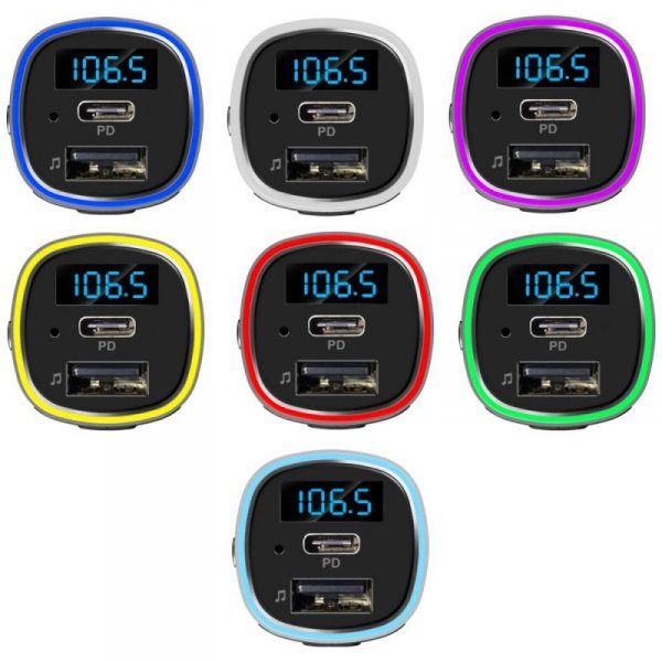 Ładowarka samochodowa z transmiterem FM  Bluetooth 4smarts Media&Assist 2 z wejściem multimedialnym i funkcją zestawu głośnomówiącego srebrny