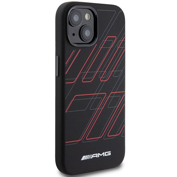 AMG AMHMP15S23SSPK iPhone 15 / 14 / 13 6.1&quot; czarny/black hardcase Silicone Large Rhombuses Pattern MagSafe