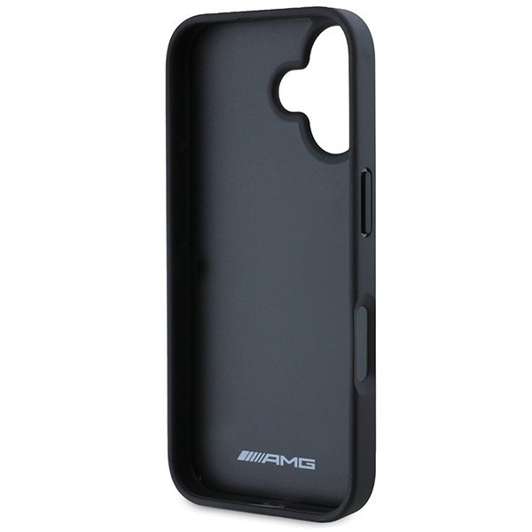 AMG AMHCP16SGSEBK iPhone 16  6.1&quot; czarny/black hardcase Leather Debossed Lines Black Logo