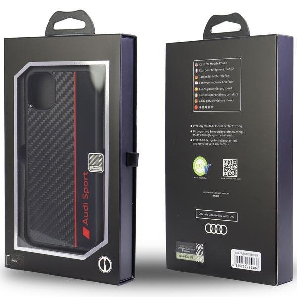 Audi Carbon Fiber Stripe iPhone 12/12 Pro 6.1&quot; czarny/black hardcase AUS-TPUPCIP12P-R8/D1-BK