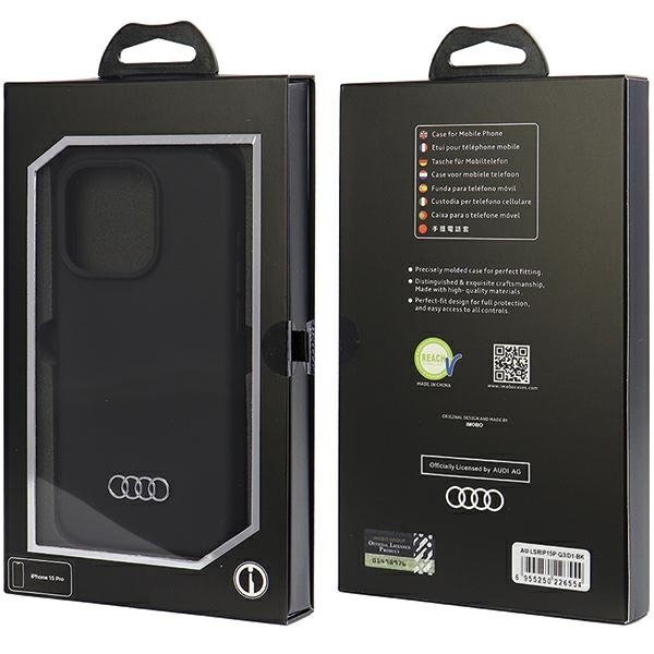 Audi Silicone Case iPhone 15 Pro 6.1&quot; czarny/black hardcase AU-LSRIP15P-Q3/D1-BK