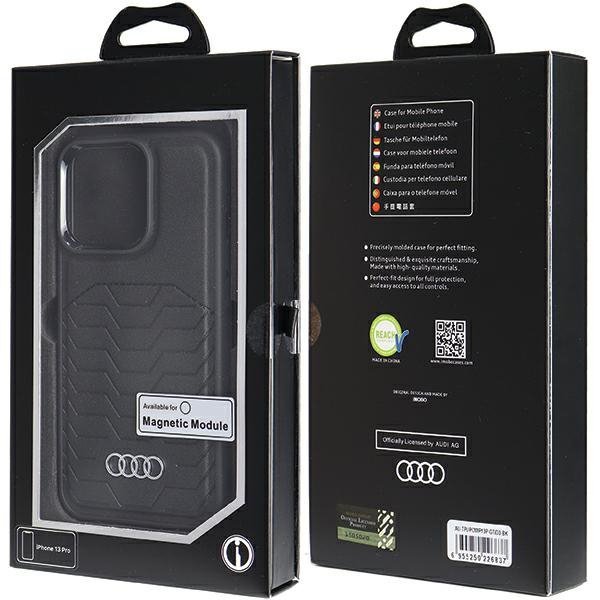 Audi Synthetic Leather MagSafe iPhone 13 Pro / 13 6.1&quot; czarny/black hardcase AU-TPUPCMIP13P-GT/D3-BK