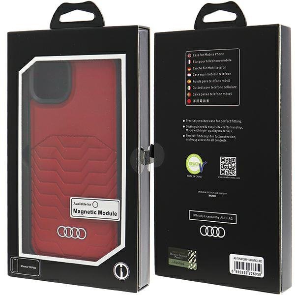 Audi Synthetic Leather MagSafe iPhone 15 Plus / 14 Plus 6.7&quot; czerwony/red hardcase AU-TPUPCMIP15M-GT/D3-RD