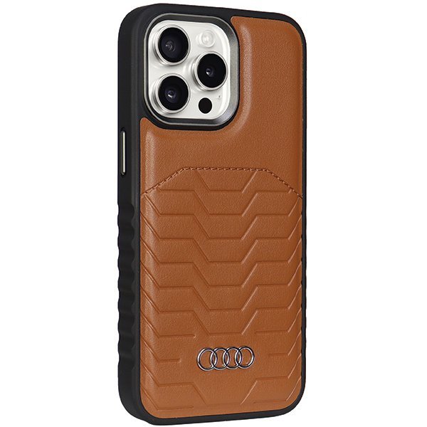 Audi Synthetic Leather MagSafe iPhone 14 Pro Max 6.7&quot; brazowy/brown hardcase AU-TPUPCMIP14PM-GT/D3-BN