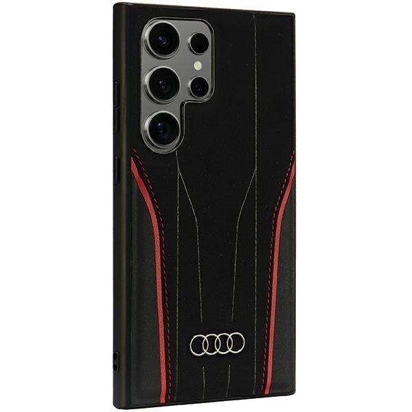 Audi Genuine Leather MagSafe S24 Ultra S928 czarno-czerwony/black-red hardcase AU-TPUPCS24U-R8/D3-RD