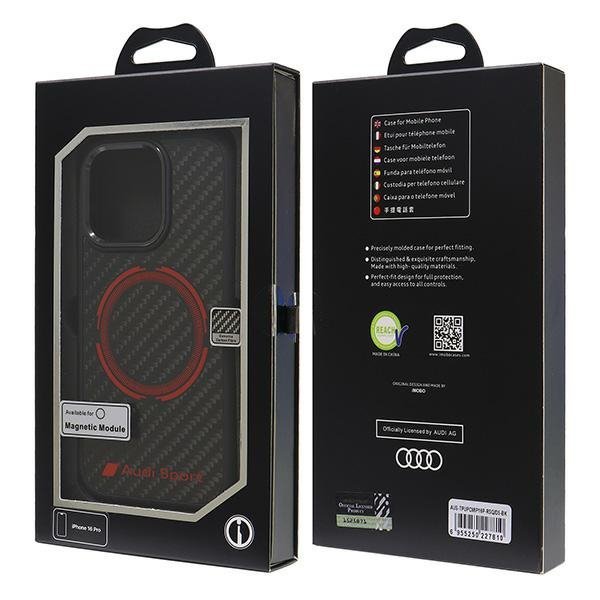 Audi Carbon Fiber Sport Red CircleMagSafe iPhone 16 Pro 6.3&quot; czarny/black hardcase AUS-TPUPCMIP16P-RSQ/D5-BK
