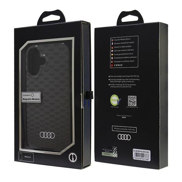 Audi IML Stitching Pattern MagSafeiPhone 16 6.1&quot; czarny/black hardcase AU-IMLMIP16-Q5/D3-BK