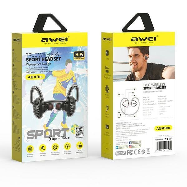 AWEI słuchawki sportowe Bluetooth A849BLczarny/black