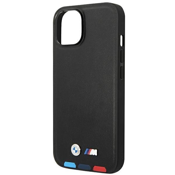 Etui BMW BMHMP14S22PTDK iPhone 14 / 15 / 13 6.1&quot; czarny/black Leather Stamp Tricolor Magsafe