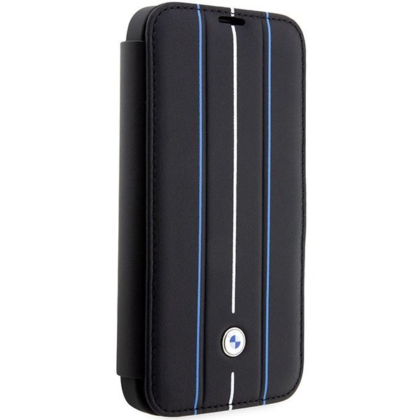Etui BMW BMBKP14X22RVSK iPhone 14 Pro Max 6,7&quot; czarny/black bookcase Leather Stamp Blue Lines
