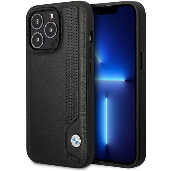 Etui BMW BMHCP14X22RBDK iPhone 14 Pro Max 6,7&quot; czarny/black hardcase Leather Blue Dots