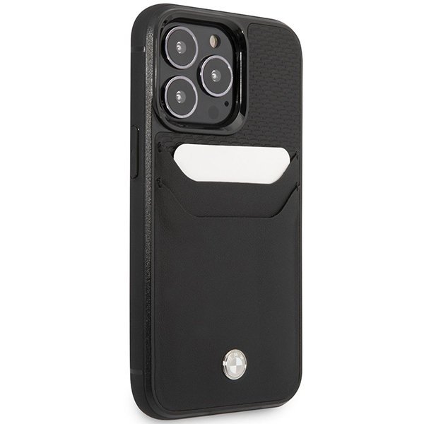 Etui BMW BMHCP14X22RSEPK iPhone 14 Pro Max 6,7&quot; czarny/black Leather Card Slot