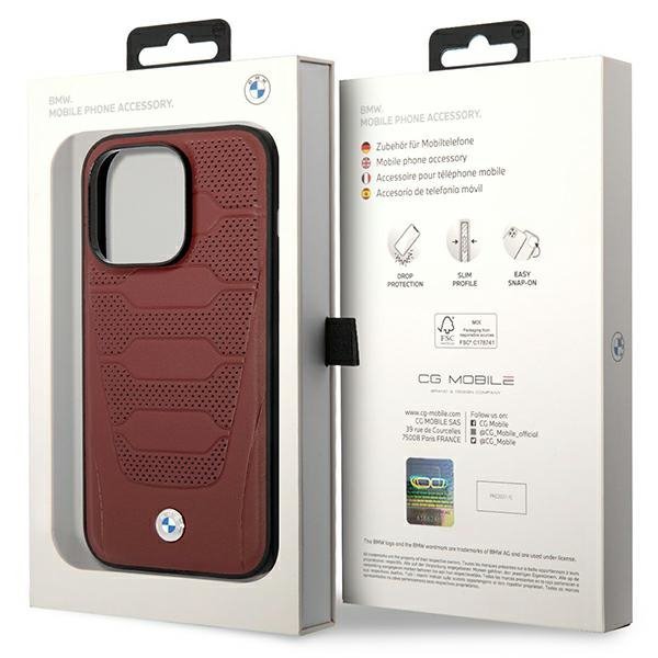 Etui BMW BMHMP14X22RPSR iPhone 14 Pro Max 6,7&quot; burgundowy/burgundy Leather Seats Pattern MagSafe