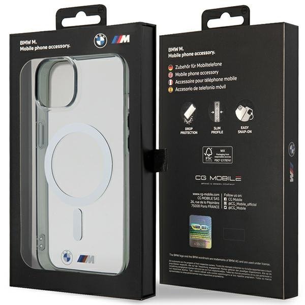 Etui BMW BMHMP14MHCRS iPhone 14 Plus / 15 Plus 6.7&quot; transparent hardcase Silver Ring MagSafe