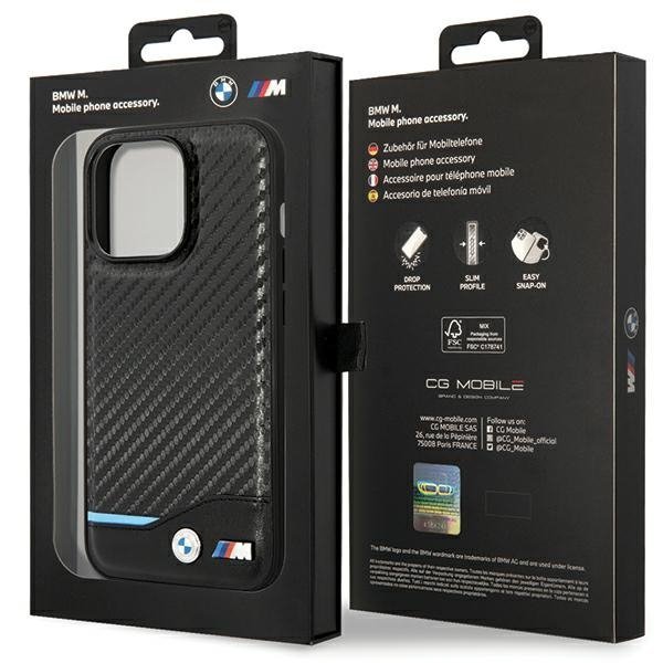 Etui BMW BMHCP13X22NBCK iPhone 13 Pro Max 6.7&quot; czarny/black hardcase Leather Carbon