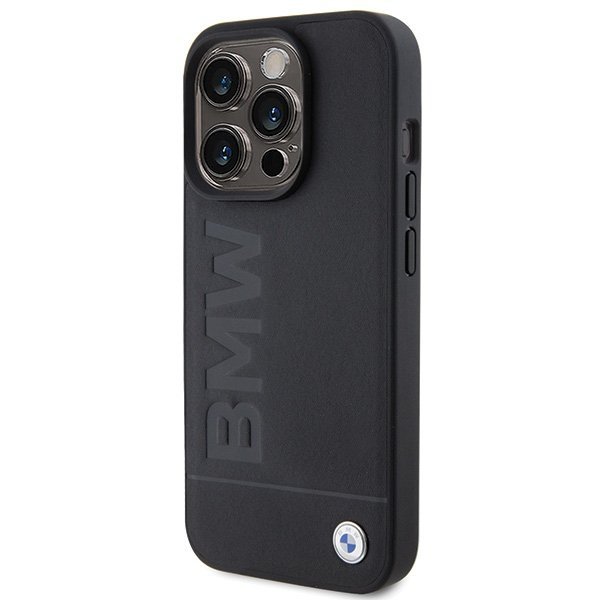 BMW BMHMP15LSLLBK iPhone 15 Pro 6.1&quot; czarny/black MagSafe Leather Hot Stamp