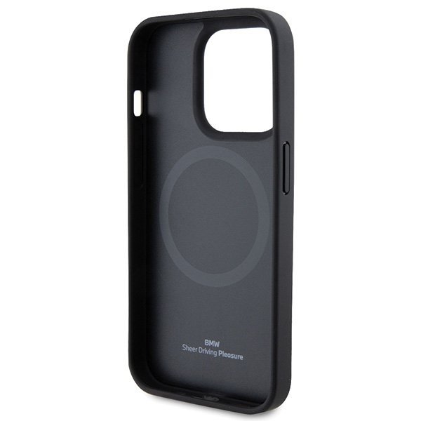 BMW BMHMP15XSLLBK iPhone 15 Pro Max 6.7&quot;czarny/black MagSafe Leather Hot Stamp