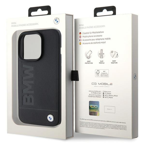 BMW BMHMP15XSLLBK iPhone 15 Pro Max 6.7&quot; czarny/black MagSafe Leather Hot Stamp