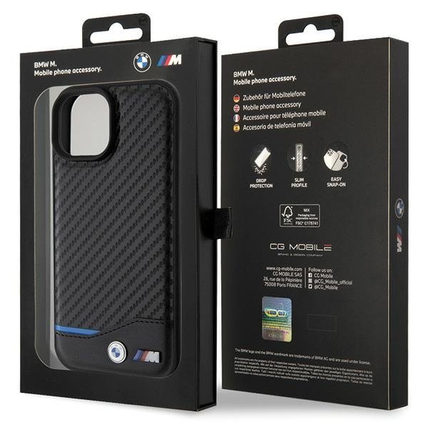 BMW BMHCP15S22NBCK iPhone 15 / 14 / 13 6.1&quot; czarny/black Leather Carbon